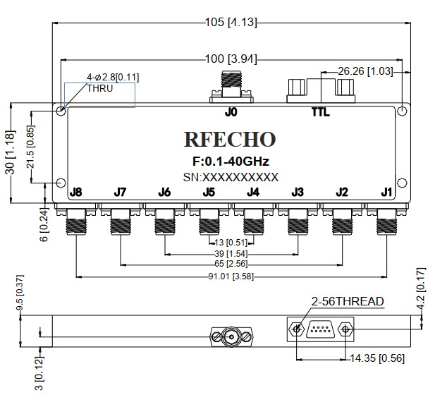 Absorptive Coaxial   SP8T Switch from 0.1GHz to 40GHz .OSA0800104000B