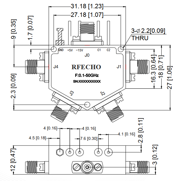 Absorptive Coaxial   SP4T Switch from 0.1GHz to 50GHz .OSA0400105000A