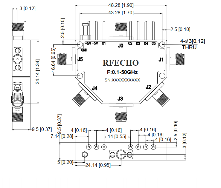 Absorptive Coaxial   SP5T Switch from 0.1GHz to 50GHz .OSA0500105000A