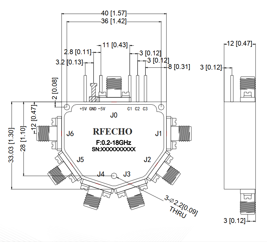 Absorptive Coaxial   SP4T Switch from 0.2GHz to 18GHz .OSA0400201800H-A