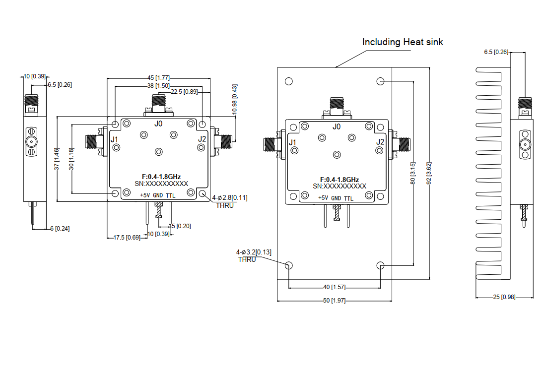 Absorptive Coaxial   SP2T Switch from 0.4GHz to 1.8GHz .OSR0200400180A