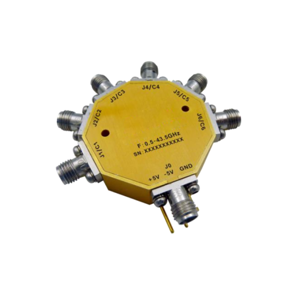 Absorptive Coaxial   SP6T Switch from 0.5GHz to 43.5GHz .OSA0600504350A