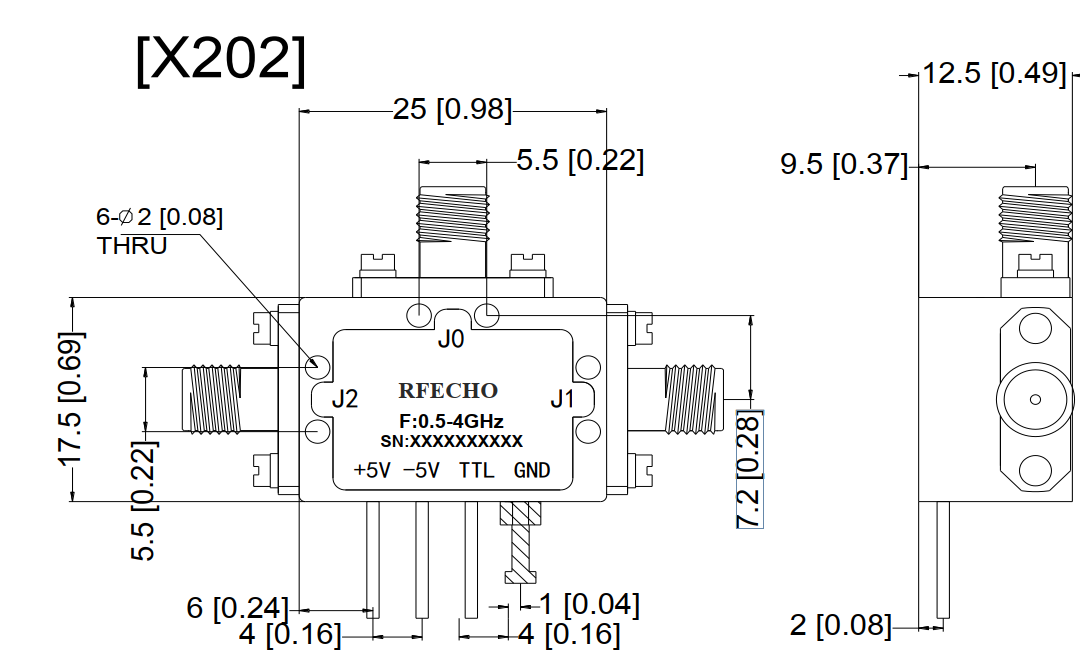 Absorptive Coaxial   SP2T Switch from 0.5GHz to 4GHz .OSA0200500400B