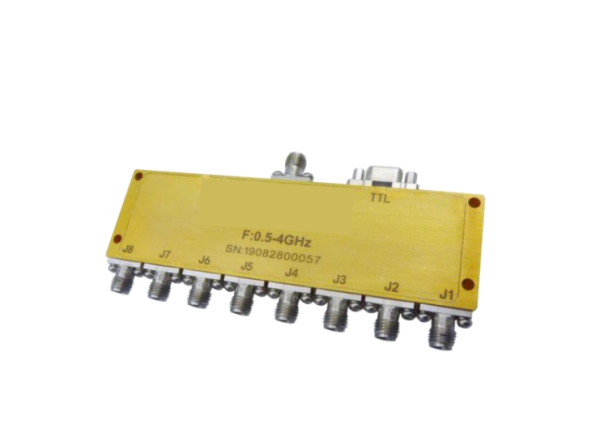 Absorptive Coaxial   SP8T Switch from 0.5GHz to 4GHz .OSA0800500400A
