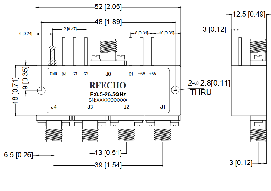 Absorptive Coaxial   SP8T Switch from 0.5GHz to 26.5GHz .OSA0800502600A-A