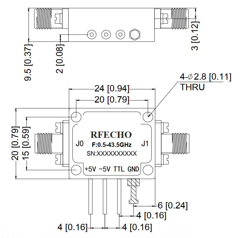 Absorptive Coaxial   SPST Switch from 0.5GHz to 43.5GHz .OSA0100504350A