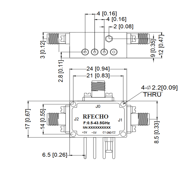 Absorptive Coaxial   SP2T Switch from 0.5GHz to 43.5GHz .OSA0200504350B
