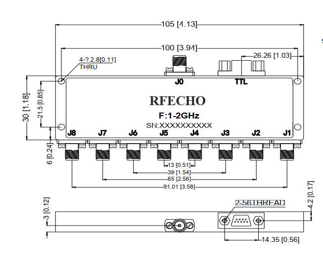 Absorptive Coaxial   SP8T Switch from 1GHz to 2GHz .OSA0801000200A