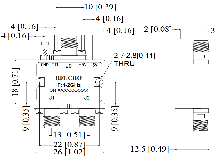 Absorptive Coaxial   SP2T Switch from 1GHz to 2GHz .OSA0201000200A