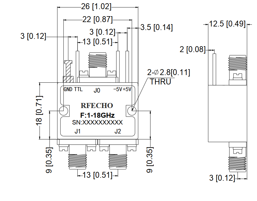 Absorptive Coaxial   SP2T Switch from 1GHz to 18GHz .OSA0201001800A
