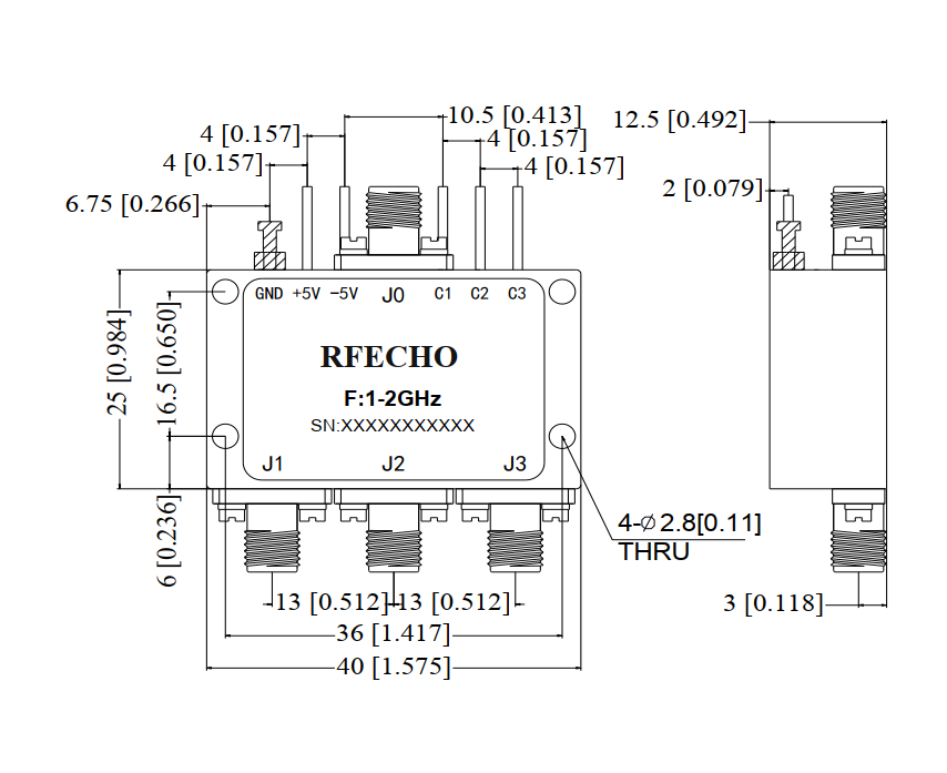 Absorptive Coaxial   SP3T Switch from 1GHz to 2GHz .OSA0301000200A