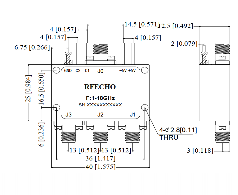 Absorptive Coaxial   SP3T Switch from 1GHz to 18GHz .OSA0301001800A