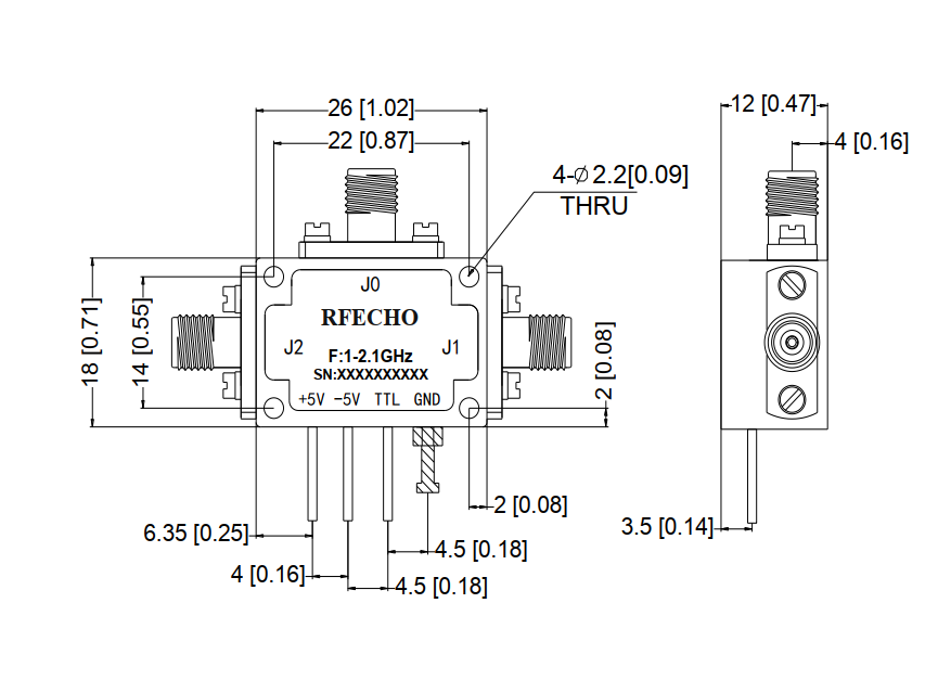 Absorptive Coaxial   SP2T Switch from 1GHz to 2.1GHz.OSA0201000210A
