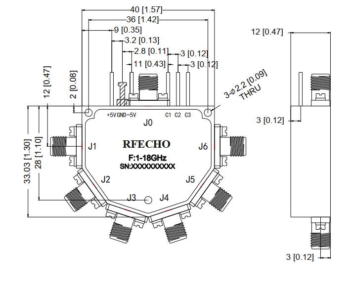 Absorptive Coaxial   SP6T Switch from 1GHz to 18GHz .OSA0601001800B