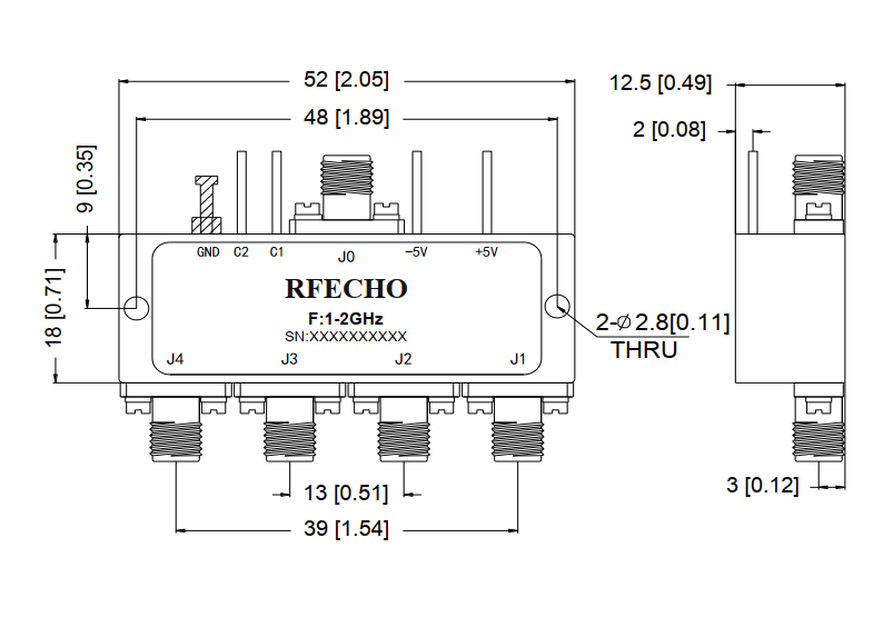 Absorptive Coaxial   SP4T Switch from 1GHz to 2GHz .OSA0401000200A