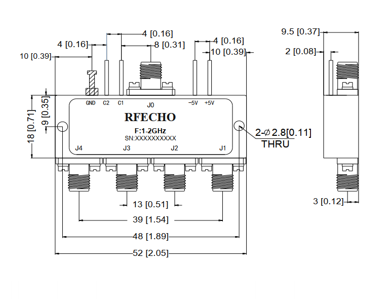 Absorptive Coaxial   SP4T Switch from 1GHz to 2GHz .OSR0401000200A
