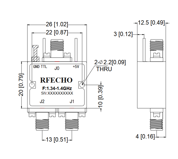 Absorptive Coaxial   SP2T Switch from 1.34GHz to 1.4GHz .OSR0201340140A