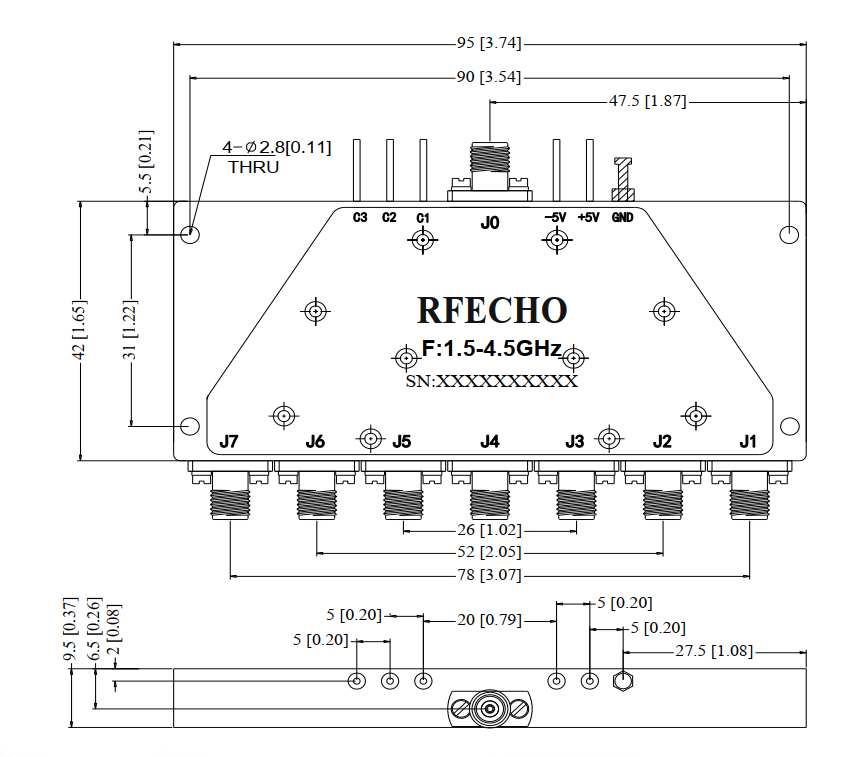 Absorptive Coaxial   SP7T Switch from 1.4GHz to 4.5GHz .OSA0701500450A
