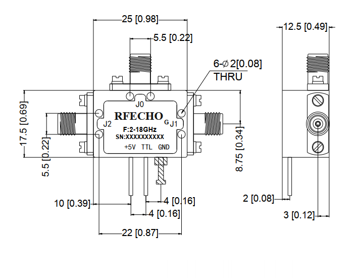 Absorptive Coaxial   SP2T Switch from 2GHz to 18GHz .OSA0202001800G