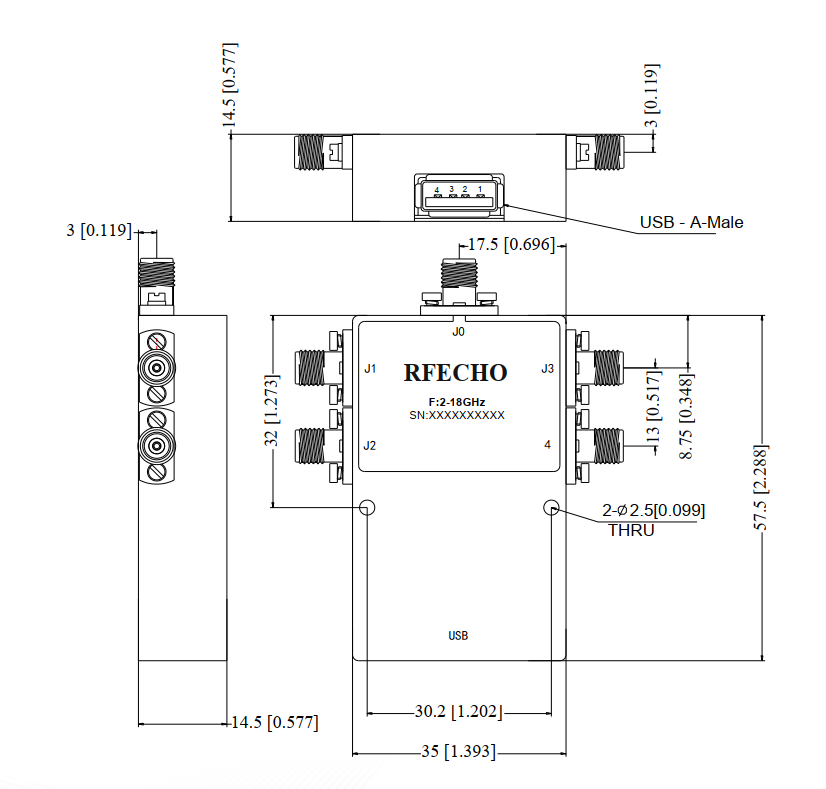 Absorptive Coaxial   SP4T Switch from 2GHz to 18GHz .OSA0402001800U