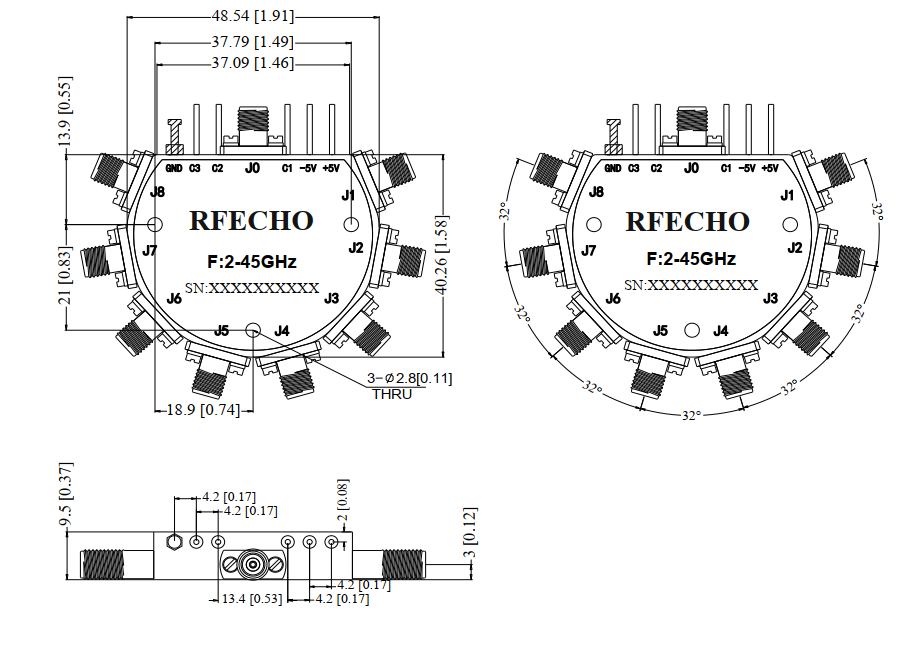 Absorptive Coaxial   SP8T Switch from 2GHz to 45GHz .OSA0802004500A