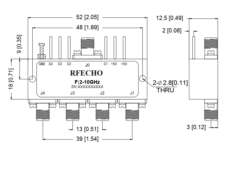 Absorptive Coaxial   SP4T Switch from 2GHz to 10GHz .OSA0402001000A