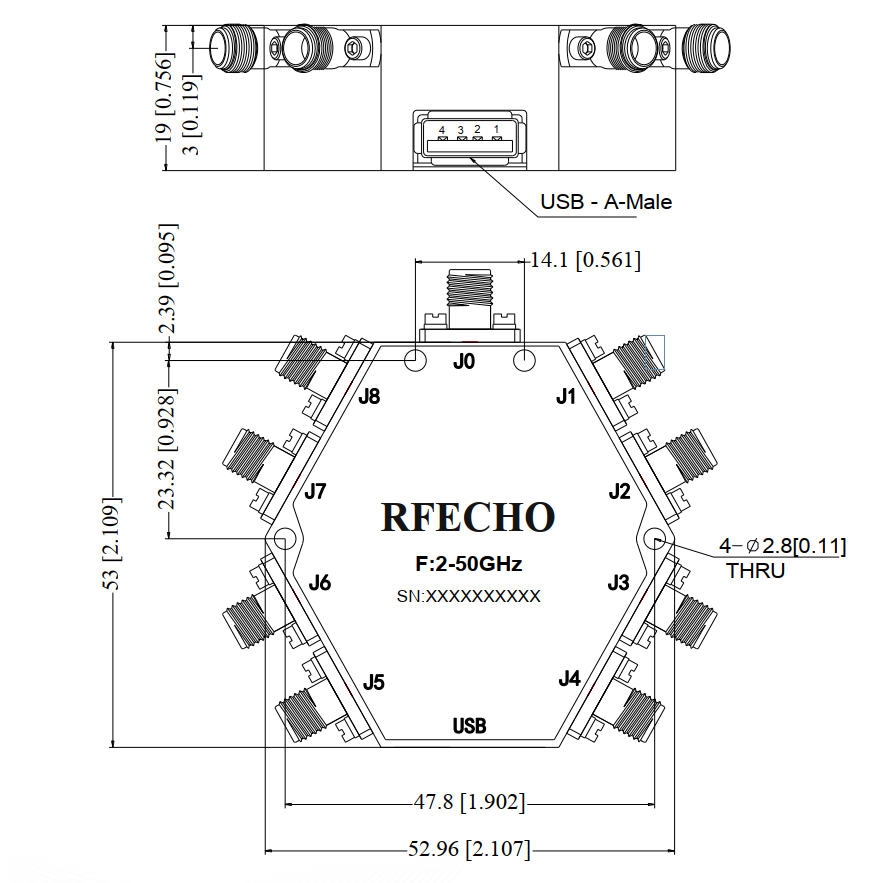 Absorptive Coaxial   SP8T Switch from 2GHz to 50GHz .OSA0802005000B