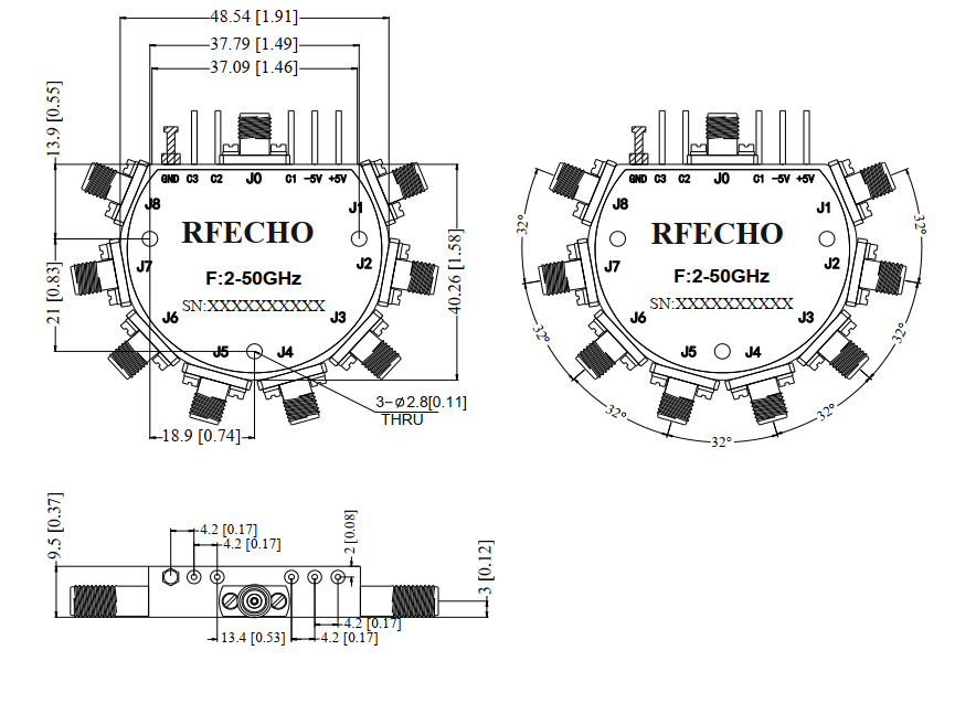 Absorptive Coaxial   SP8T Switch from 2GHz to 50GHz .OSA0802005000A
