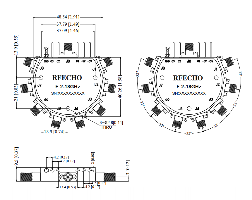 Absorptive Coaxial   SP8T Switch from 2GHz to 18GHz .OSR0802001800A
