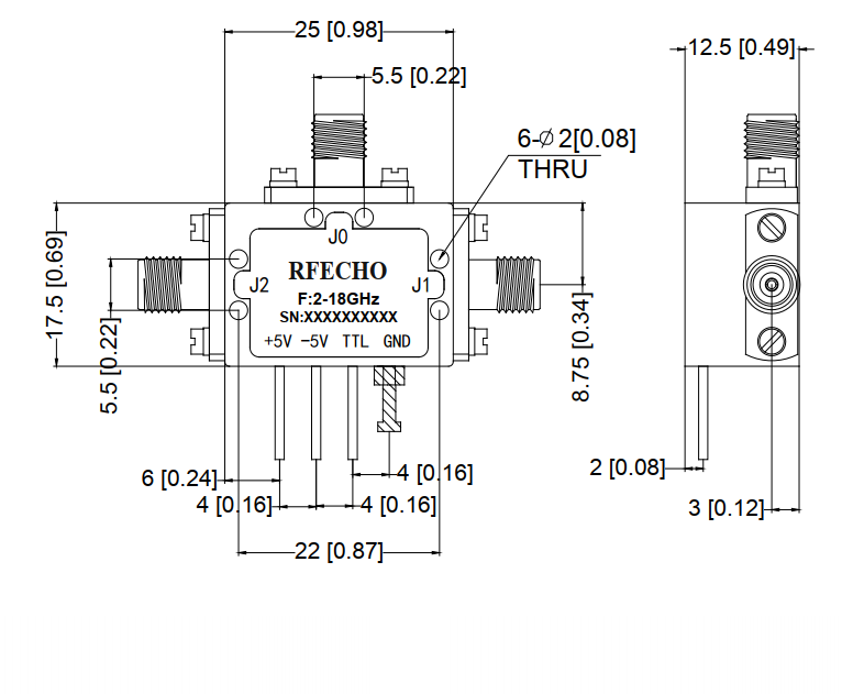 Absorptive Coaxial   SP2T Switch from 2GHz to 18GHz .OSA0202001800A