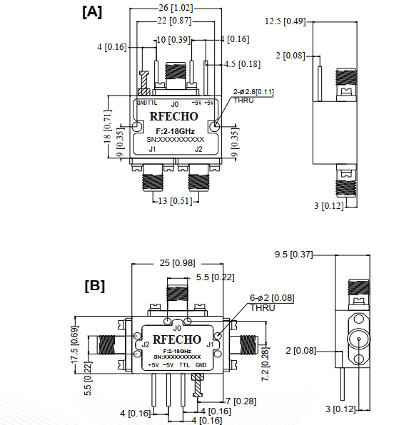 Absorptive Coaxial   SP2T Switch from 2GHz to 18GHz .OSR0202001800A