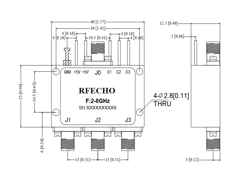 Absorptive Coaxial   SP3T Switch from 2GHz to 8GHz .OSA0302000800A