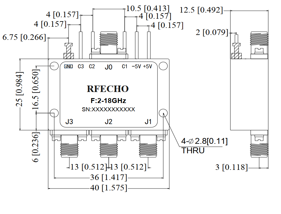 Absorptive Coaxial   SP3T Switch from 2GHz to 18GHz .OSA0302001800A