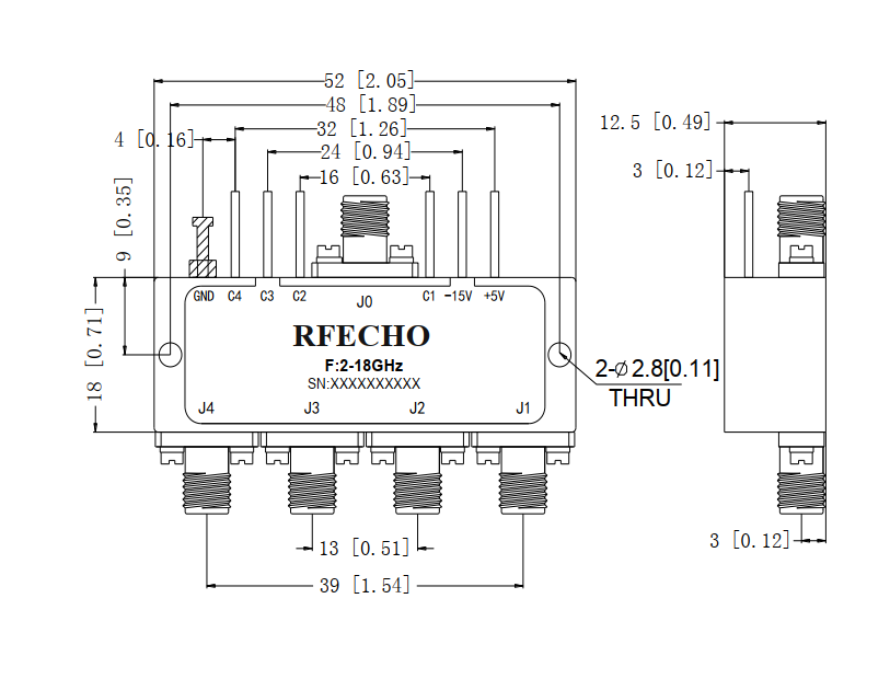 Absorptive Coaxial   SP4T Switch from 2GHz to 18GHz .OSA0402001800D