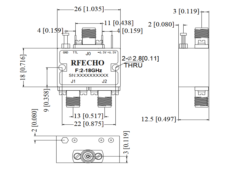 Absorptive Coaxial   SP2T Switch from 2GHz to 18GHz .OSA0202001800B