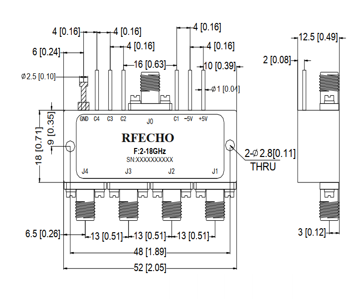 Absorptive Coaxial   SP4T Switch from 2GHz to 18GHz .OSA0402001800C