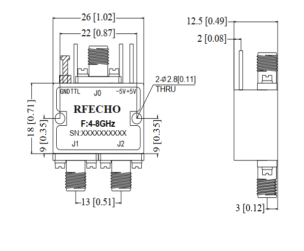 Absorptive Coaxial   SP2T Switch from 4GHz to 8GHz .OSA0204000800C