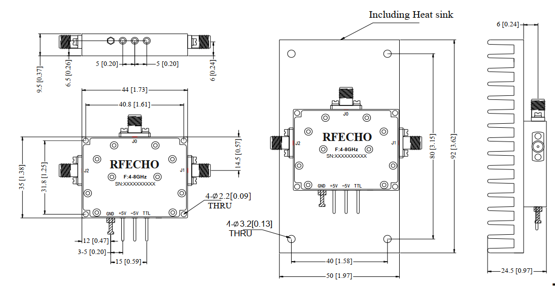 Absorptive Coaxial   SP2T Switch from 4GHz to 8GHz .OSA0204000800A