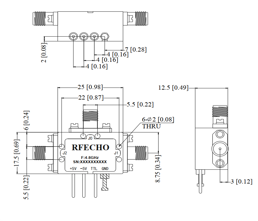 Absorptive Coaxial   SP2T Switch from 4GHz to 8GHz .OSA0204000800B