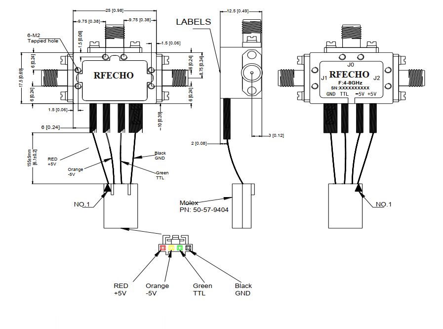 Absorptive Coaxial   SP2T Switch from 4GHz to 8GHz .OSA0204000800D