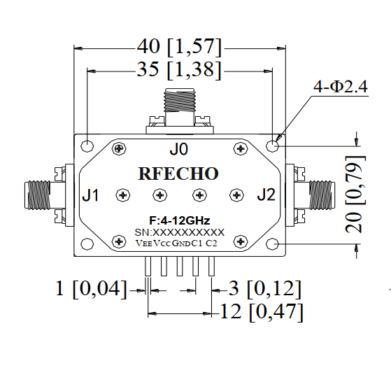 Absorptive Coaxial   SP2T Switch from 4GHz to 12GHz .OSR0204001200A
