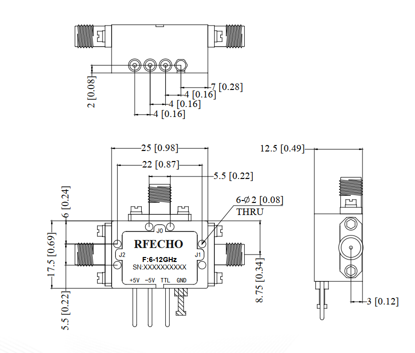 Absorptive Coaxial   SP2T Switch from 6GHz to 12GHz .OSA0206001200A