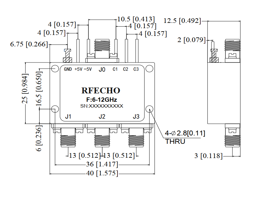 Absorptive Coaxial   SP3T Switch from 6GHz to 12GHz .OSA0306001200A
