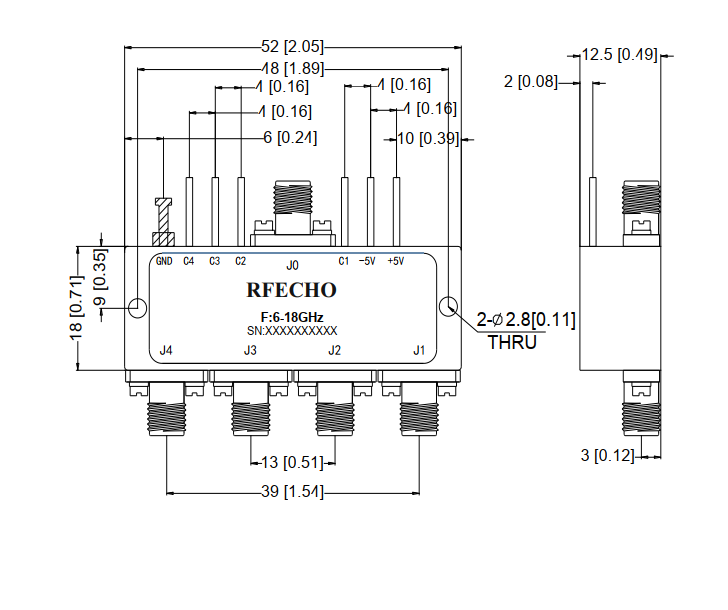 Absorptive Coaxial   SP4T Switch from 6GHz to 18GHz .OSR0406001800A