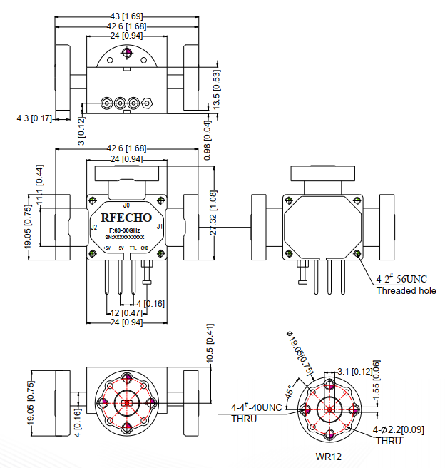 Absorptive Coaxial   SP2T Switch from 60GHz to 90GHz .OSR0250009000A