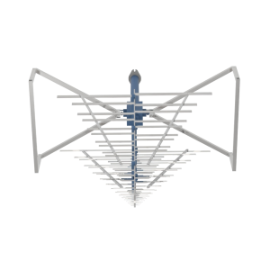 8.5 dBi Gain, 0.03GHz to 6GHz, Stacked Logarithmic Periodic Antenna