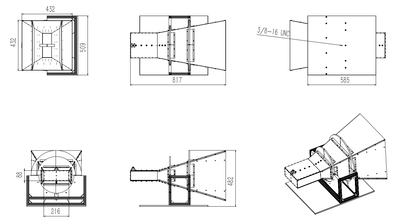 Ultra wide-band dual ridged horn antenna 0.8-6.2GHz-Outline