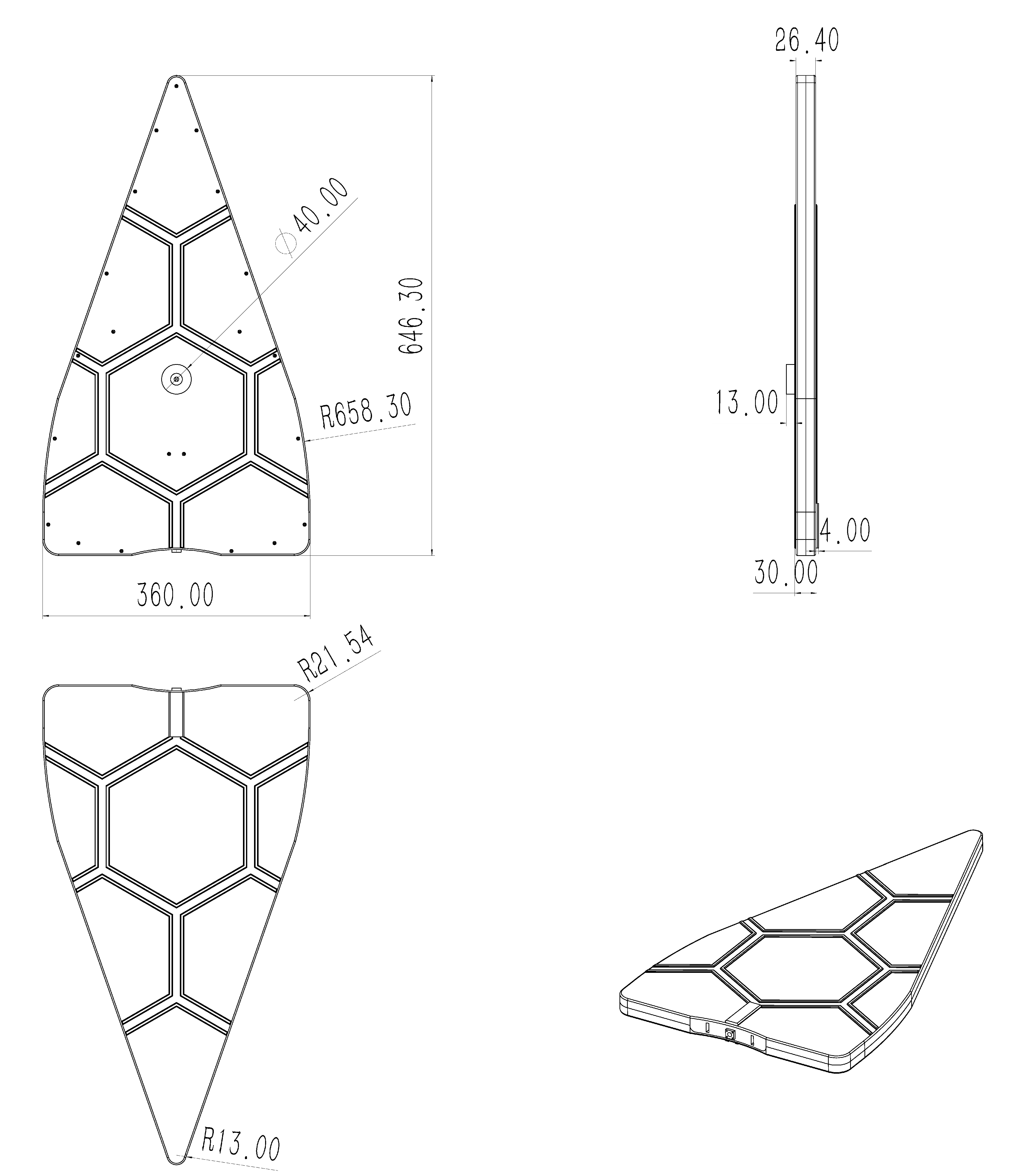 5 dBi Gain, 0.38 GHz to 18 GHz, Directional Antenna (f 380MHz)-Outline