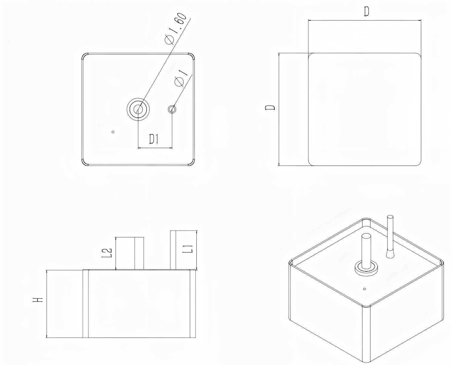 100 V / 10000 uF CAK36S Square High-Energy Composite Tantalum Capacitor-Outline