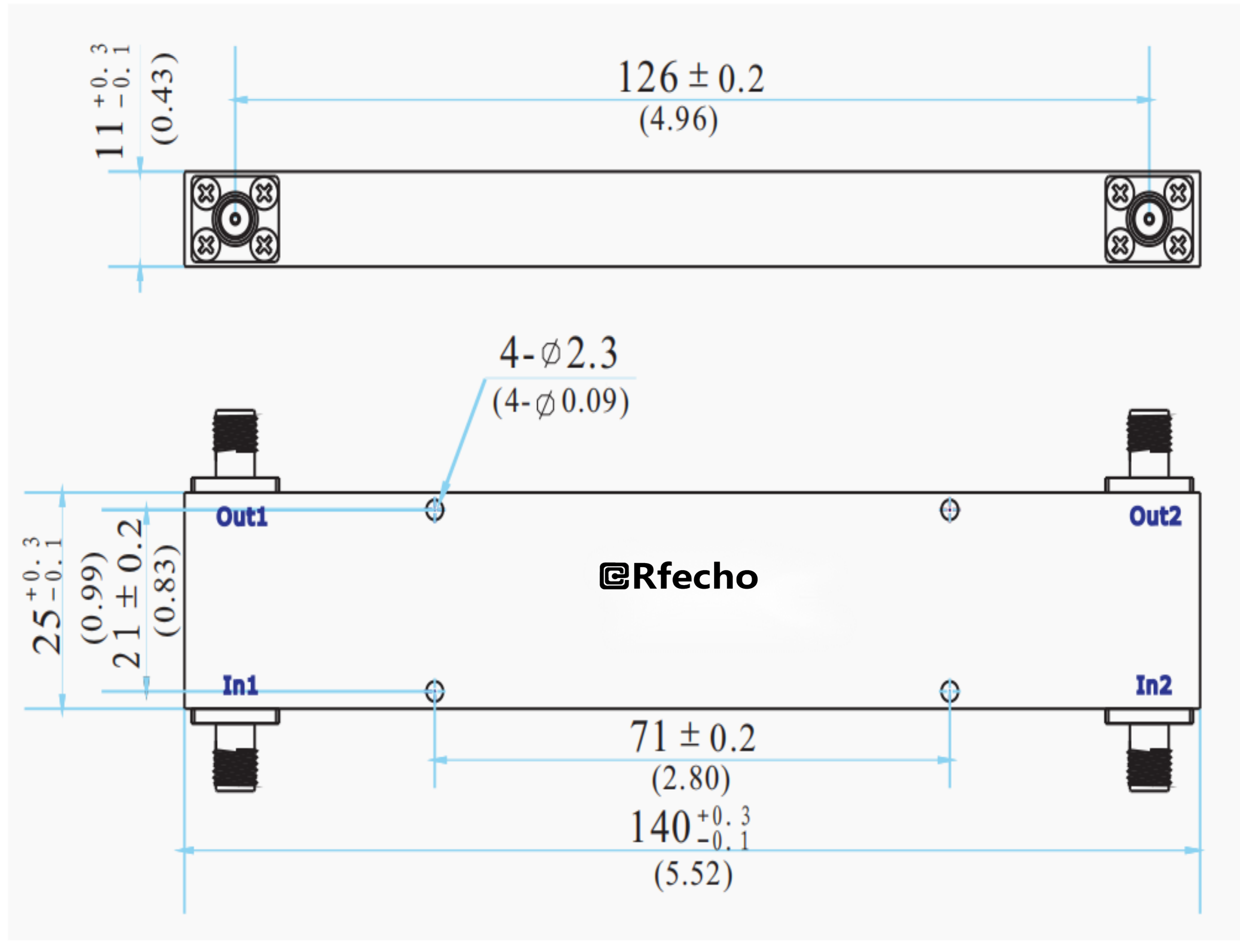 0.8-3GHz Broadband 90-Degree Hybrid Coupler-Outline